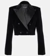 Dolce & Gabbana Cropped Double-breasted Silk Blazer With Wide Lapels In Schwarz