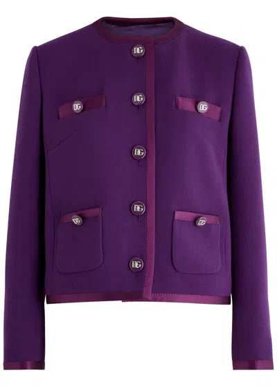 Dolce & Gabbana Cropped Wool-blend Jacket In Purple