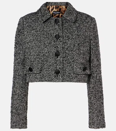 DOLCE & GABBANA CROPPED WOOL-BLEND TWEED JACKET