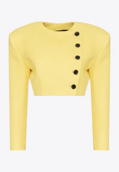 Dolce & Gabbana Cropped Wool Jacket In Yellow
