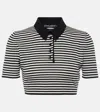 Dolce & Gabbana Women Striped Cropped Polo Shirt In Black