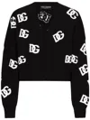 Dolce & Gabbana Logo Embroidered Cardigan In Black