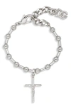 Dolce & Gabbana Cross Bead Bracelet In Argento/ Palladio