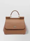 Dolce & Gabbana Large Sicily Top Handle Bag In Dauphine Leather In Brown