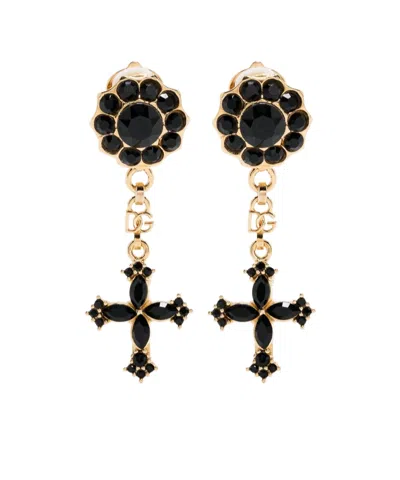 DOLCE & GABBANA DOLCE  GABBANA CROSS DROP CLIP ON EARRINGS