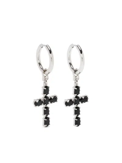 Dolce & Gabbana Cross-charm Hoop Earrings In Silver