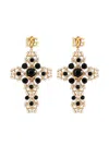 Dolce & Gabbana Drop Earrings With Filigree Cross And Dg Logo In Gold
