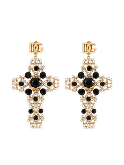 DOLCE & GABBANA CROSS DROP EARRINGS