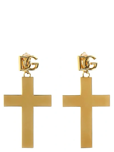 Dolce & Gabbana Cross Earrings In Gold