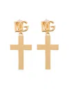 DOLCE & GABBANA GOLD TONE EARRINGS WITH CROSS PENDANT IN BRASS WOMAN