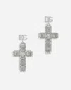Dolce & Gabbana Cross Earrings With Rhinestone Accents In Crystal