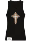 Dolce & Gabbana Crystal-embellished Cotton Tank In Black