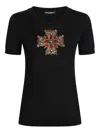 Dolce & Gabbana Embellished Round Neck Short Sleeves Top In Black