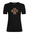 Dolce & Gabbana Embellished Round Neck Short Sleeves Top In Black