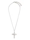 Dolce & Gabbana Cross Necklace With Rhinestones Accessories In Silver