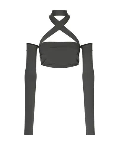 DOLCE & GABBANA DOLCE  GABBANA KIM CROSS-OVER STRAP CROPPED TOP