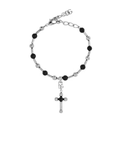 Dolce & Gabbana Cross-pendant Bracelet In Black
