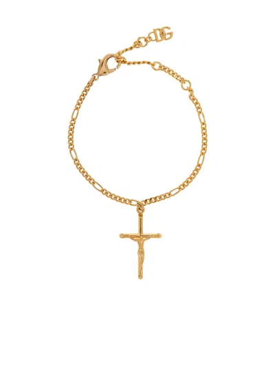 Dolce & Gabbana Cross-pendant Bracelet In Gold