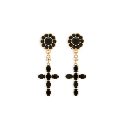 Dolce & Gabbana Cross Pendant Clip-on Earrings In Multi