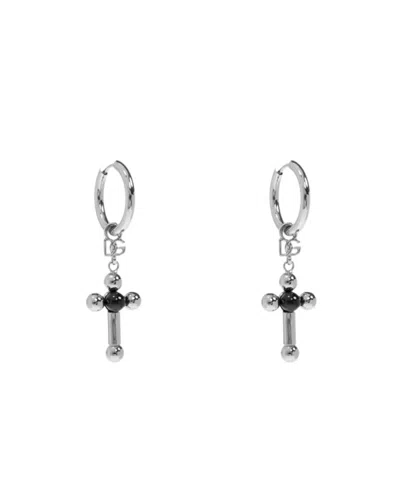 Dolce & Gabbana Cross-pendant Earrings In Metallic