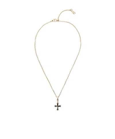 Dolce & Gabbana Cross-pendant Hain Necklace In Yellow