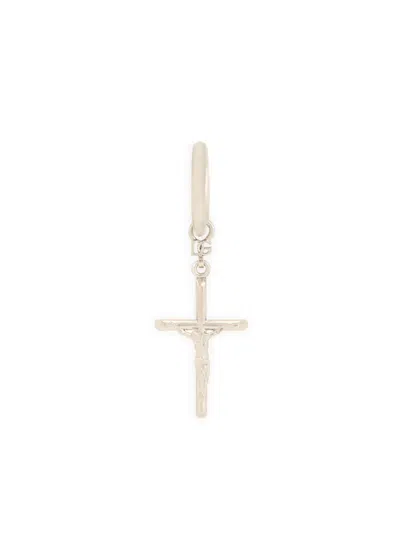 Dolce & Gabbana Cross-pendant Hoop Earring In Silver