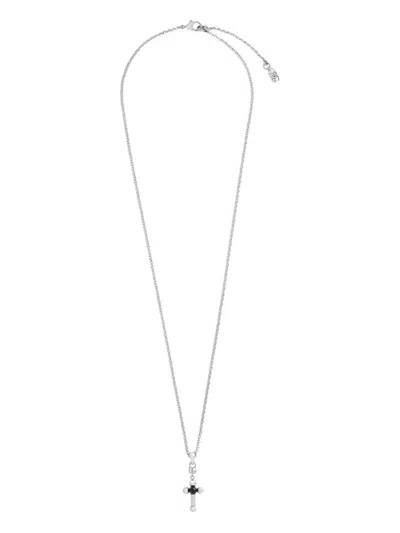 Dolce & Gabbana Men Brass Necklace With Iconic Crucifix In Silver