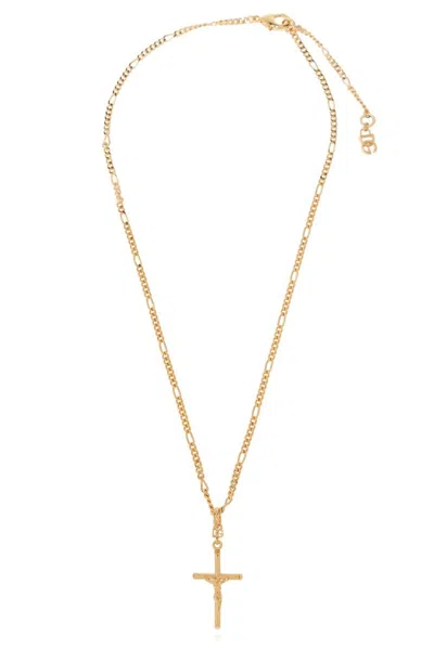 Dolce & Gabbana Cross Pendant Necklace In Gold