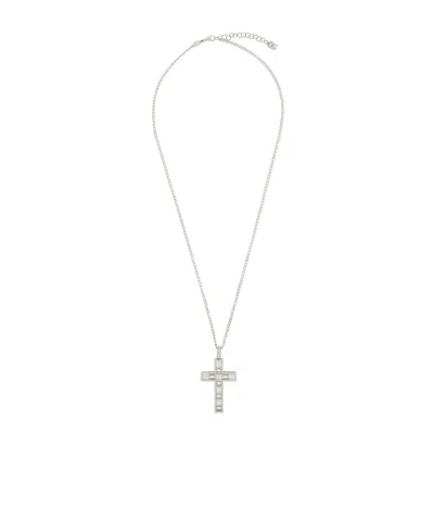 Dolce & Gabbana Cross Pendant Necklace In Metallic