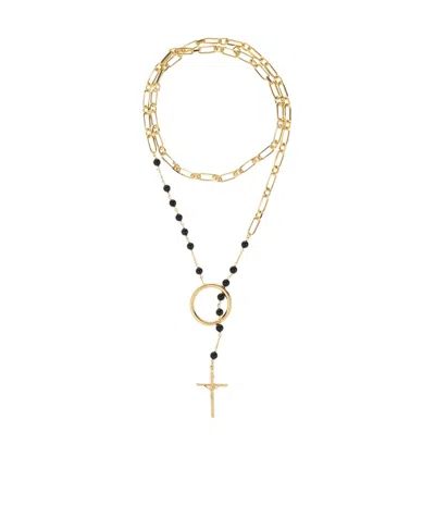Dolce & Gabbana Cross Pendant Necklace In Yellow