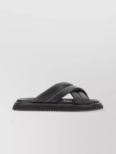 Dolce & Gabbana Cross Strap Flat Sandal In Black