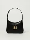 Dolce & Gabbana Curved Black Bag With Gold Logo Accents In Black