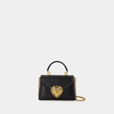Dolce & Gabbana Small Devotion Python-skin Shoulder Bag In Black