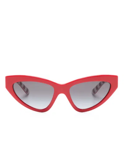 Dolce & Gabbana Crossed Cat-eye Sunglasses In Red