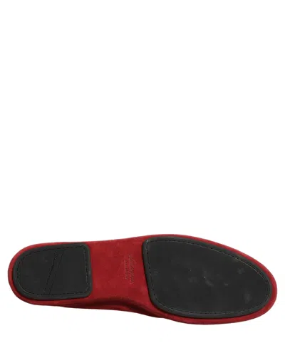 Dolce & Gabbana Cross-embroidered Velvet Loafer In Red