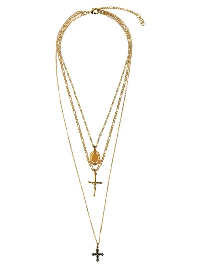 Dolce & Gabbana Crosses Charms Necklace In Gold