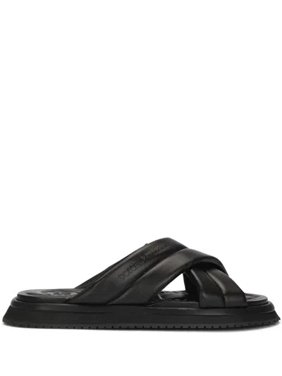 DOLCE & GABBANA CROSSOVER-STRAP FLAT SANDALS
