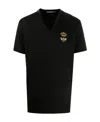 Dolce & Gabbana Crown Bee V-neck T-shirt In Black