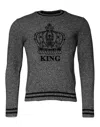 Dolce & Gabbana Gray Crown King Cashmere Pullover Sweater In Grey