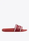 Dolce & Gabbana Crown Logo Leather Slides In Red