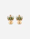 Dolce & Gabbana Crown Yellow Gold Cufflinks With Green Jades Yellow Gold Male Onesize In Yellow Gold