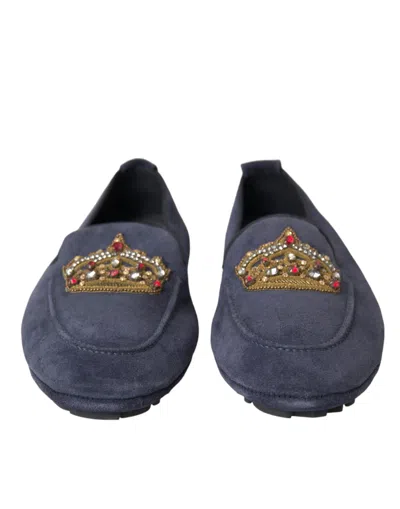 Dolce & Gabbana Crown-embellished Calf Leather Loafer In Black