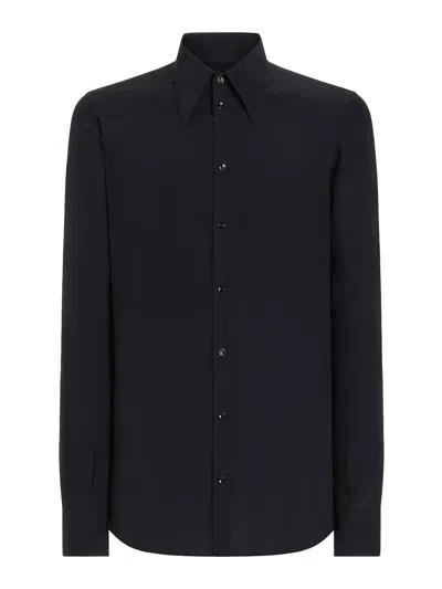 Dolce & Gabbana Crpe De Chine Shirt In Blue