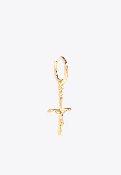 Dolce & Gabbana Cross-pendant Hoop Earring In Gold