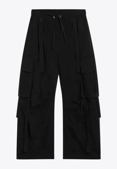 Dolce & Gabbana Ties Barrel-leg Cargo Trousers In Black