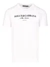 Dolce & Gabbana White Crewneck T-shirt With Logo Lettering Print On The Front