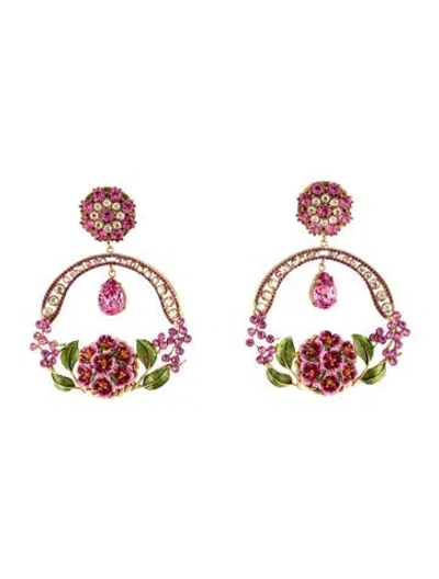 Pre-owned Dolce & Gabbana Crystal & Enamel Clip-on Earrings In Multi