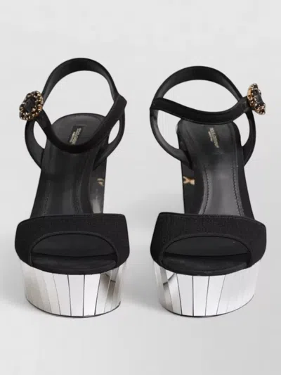Dolce & Gabbana Crystal Ankle Strap Keira Platform Sandals In Black