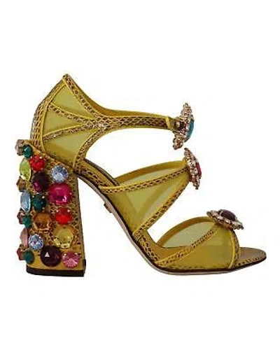 Pre-owned Dolce & Gabbana Crystal Ayers Sandalen Mit Blockabsatz - Sandals - Yellow In Gelb