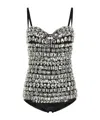 Dolce & Gabbana Silver Crystal Bodysuit In Black